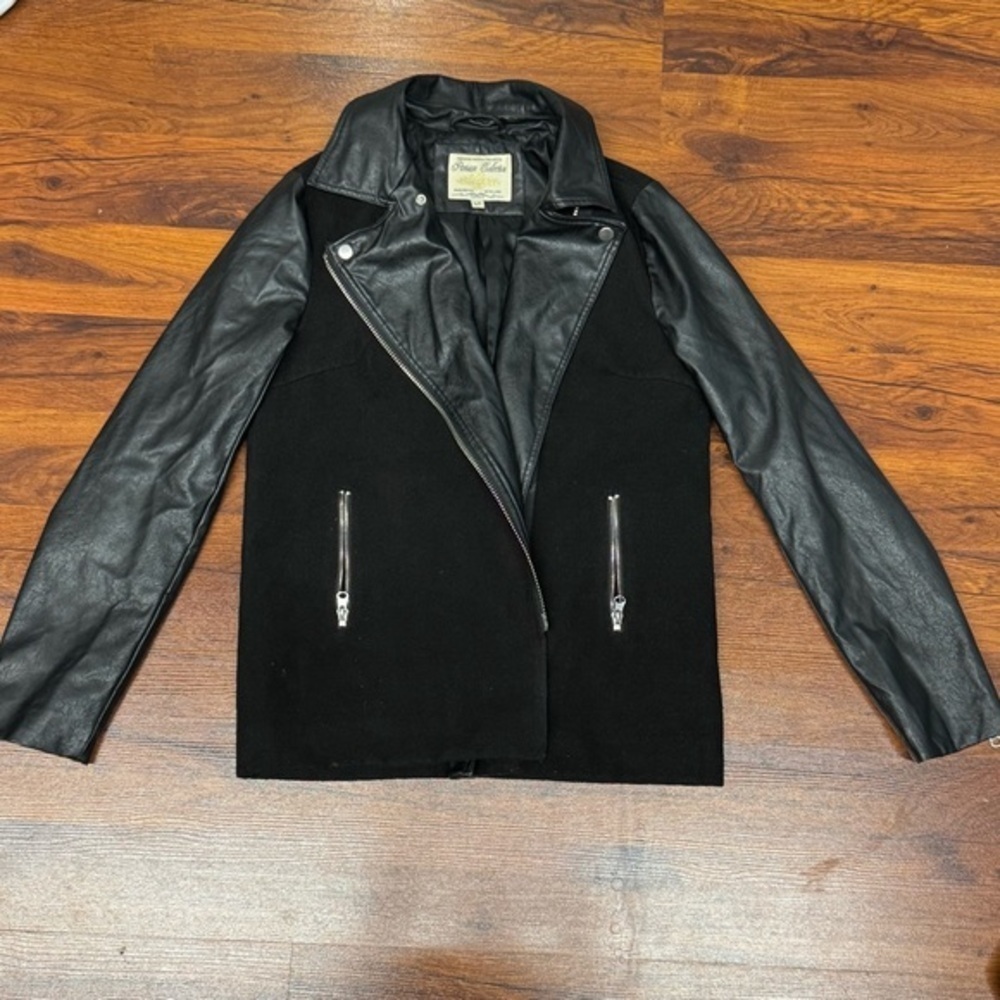 Vintage Black Textured Leather Moto Jacket